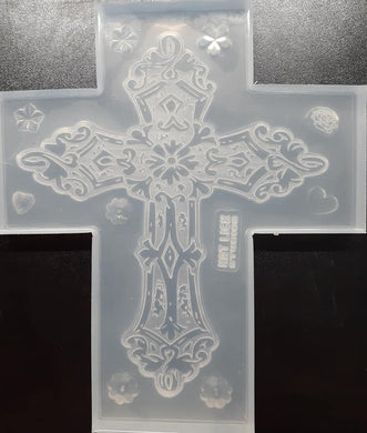 5 x 6 Beautifully Etched Cross Mold Made w/Translucent Platinum Silicone