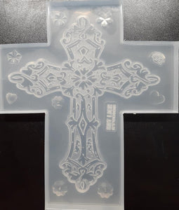 5 x 6 Beautifully Etched Cross Mold Made w/Translucent Platinum Silicone