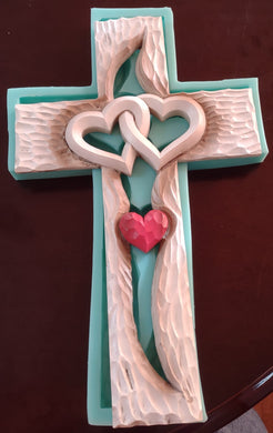 13.5 inches x 8.5 inches Cross-Intertwined Hearts Mold Made w/Platinum Silicone (colors will vary)