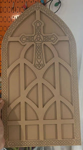 Exclusive! 18"x9 3/4 inches Celtic Cross Stained Glass Window Mold made with Platinum Silicone (read listing please)