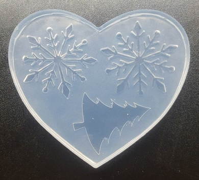 Snowflakes w/Tree Crystal Clear Platinum Silicone Mold (2)