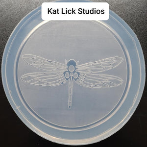 Raised Etching!! Dragonfly (4") Coaster or Wall Art Mold Made w/Translucent Platinum Silicone