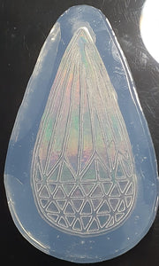 Holographic Etched Long Teardrop Shape Mold Made w/Crystal Clear Platinum Silicone 1/8 of an inch thick