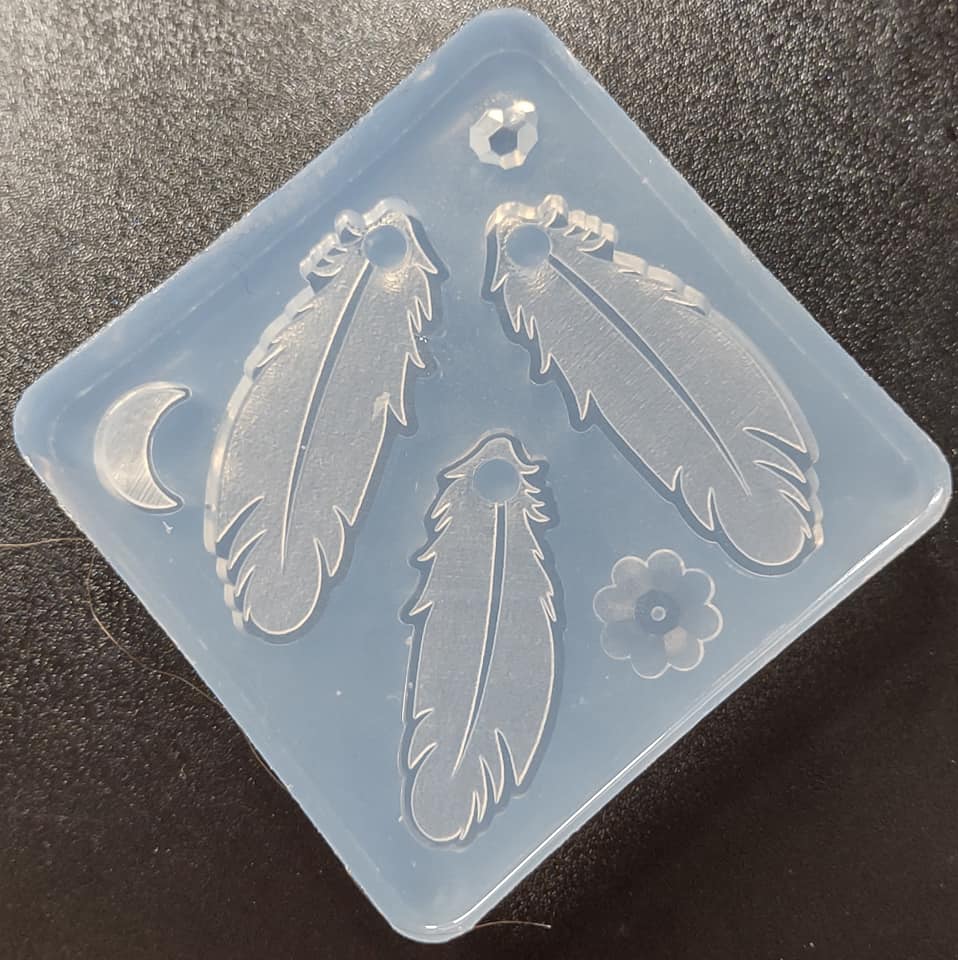 3 Etched Feathers Mold Made w/Crystal Clear Platinum Silicone