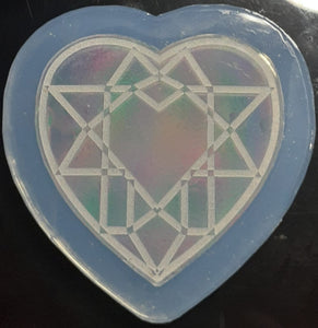 Holographic Etched Heart Mold Made w/Crystal Clear Platinum Silicone 1/8 of an inch thick