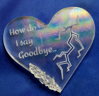 Holographic Mold Etched Memorial Heart with Crystals Made w/Crystal Clear Platinum Silicone (please read description)