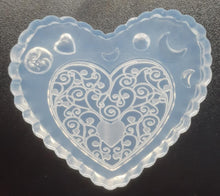 Load image into Gallery viewer, Etched Heart Mold Made with Crystal Clear Platinum Silicone