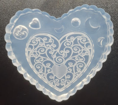 Etched Heart Mold Made with Crystal Clear Platinum Silicone