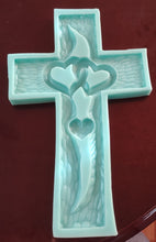 Load image into Gallery viewer, 13.5 inches x 8.5 inches Cross-Intertwined Hearts Mold Made w/Platinum Silicone (colors will vary)