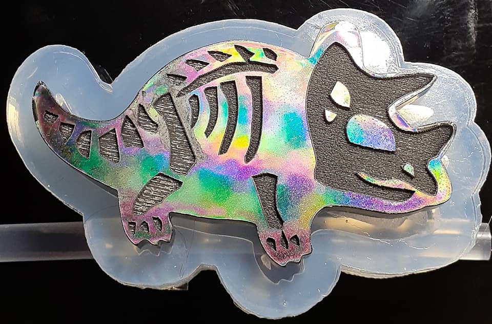 Holographic Molds Etched Dino 3 Made w/Crystal Clear Platinum Silicone