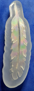 Holographic Medium Feather Mold Made w/Crystal Clear Platinum Silicone 1/4 of an inch thick