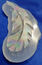 Load image into Gallery viewer, Holographic Small Feather Mold Made w/Crystal Clear Platinum Silicone 1/4 of an inch thick