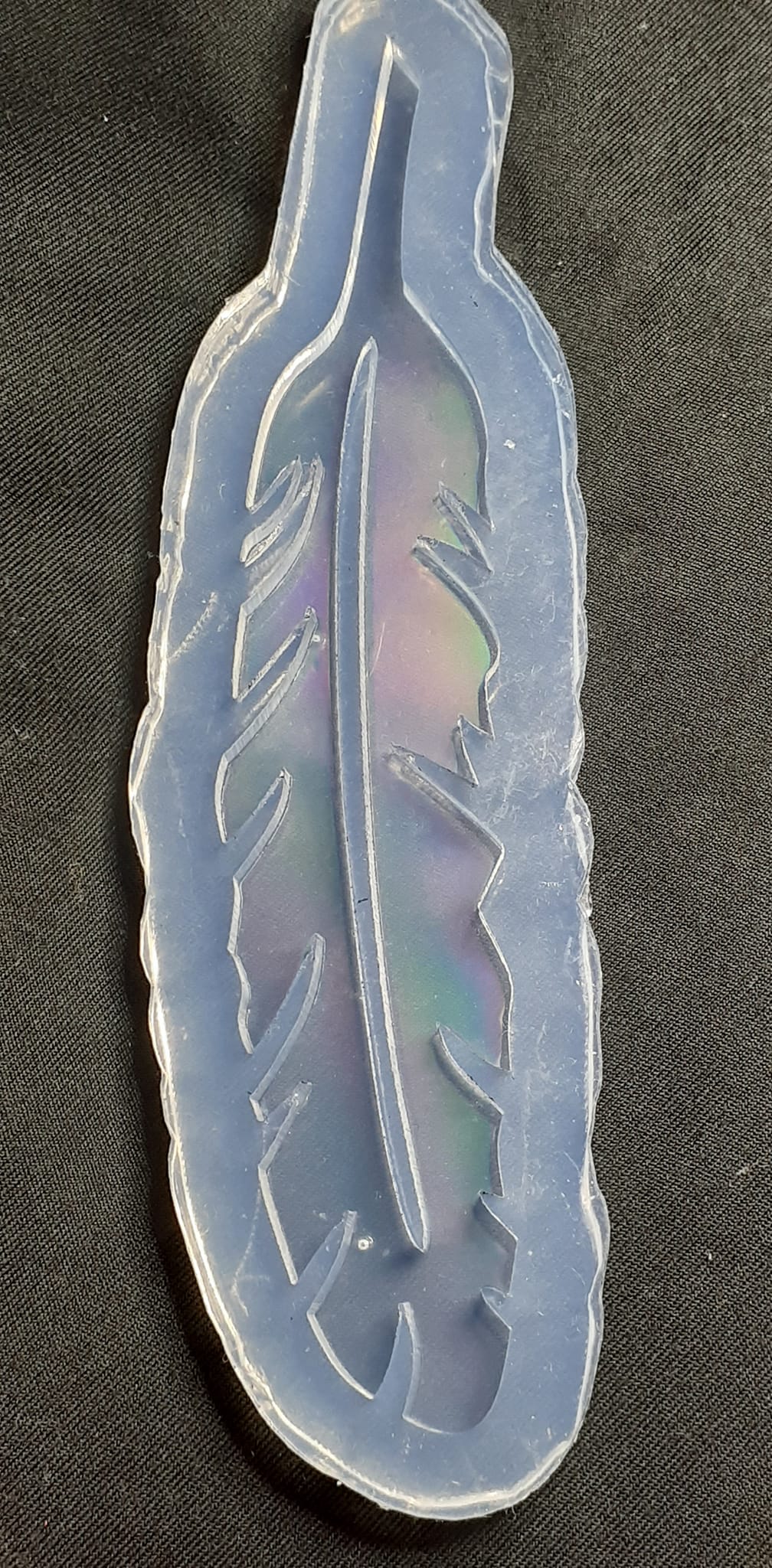 Holographic Medium Feather Mold Made w/Crystal Clear Platinum Silicone 1/8 of an inch thick