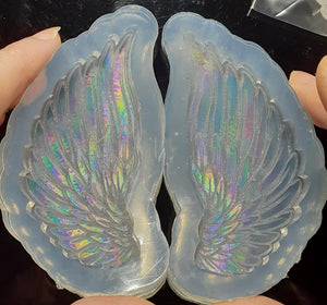 Holographic Molds Etched Mirrored Wings #1 Made w/Crystal Clear Platinum Silicone