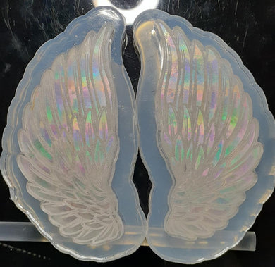 Holographic Molds Etched Mirrored Wings #1 Made w/Crystal Clear Platinum Silicone