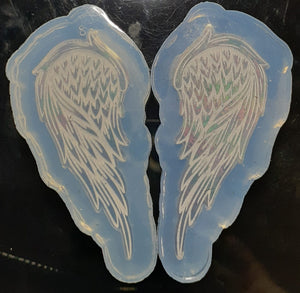 Holographic Molds Etched Mirrored Wings #2 Made w/Crystal Clear Platinum Silicone