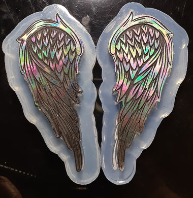 Holographic Molds Etched Mirrored Wings #2 Made w/Crystal Clear Platinum Silicone