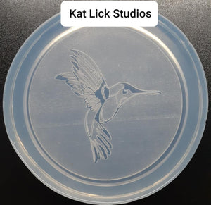 Raised Etching!! Hummingbird (4") Coaster or Wall Art Mold Made w/Translucent Platinum Silicone