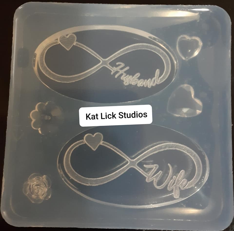 Etched Infinity Symbol Husband & Wife Mold Made with Crystal Clear Platinum Silicone