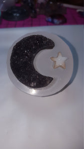 Moon and Star Druzy Crystal Clear Platinum Silicone Mold