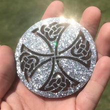 Load image into Gallery viewer, Celtic Cross Crystal Clear Platinum Silicone Mold