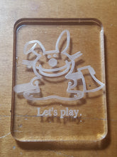 Load image into Gallery viewer, Exclusive Let&#39;s Play Happy Bunny Etched Mold made from Crystal Clear Platinum Silicone