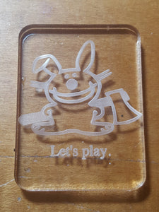 Exclusive Let's Play Happy Bunny Etched Mold made from Crystal Clear Platinum Silicone