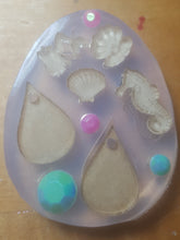 Load image into Gallery viewer, Itty Bitty Etched Charms and Earrings or Pendant Crystal Clear Platinum Silicone Mold