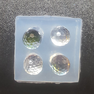 4 Small 12mm Faceted Balls (Disco!) Mold made with Crystal Clear Platinum Silicone