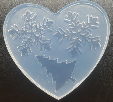 Snowflakes w/Tree Crystal Clear Platinum Silicone Mold (1)