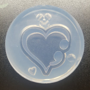 Exclusive Mental Health/Suicide Awareness Heart w/Semicolon Mold made with Crystal Clear Platinum Silicone