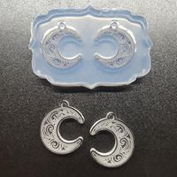 Mirrored Etched Crescent Moons Made w/Crystal Clear Platinum Silicone