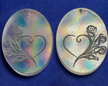 Load image into Gallery viewer, Holographic Molds Etched Mirrored Ovals w/Hearts Made w/Crystal Clear Platinum Silicone