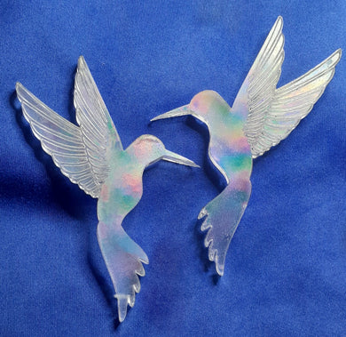 Holographic Molds Etched Hummingbirds Mirrored Made w/Crystal Clear Platinum Silicone