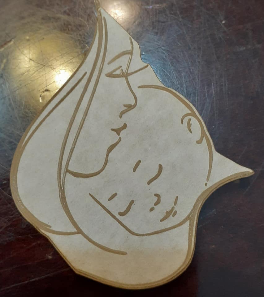 Mom and Baby Etched & Cut to Shape Mold Made w/Translucent Platinum Silicone