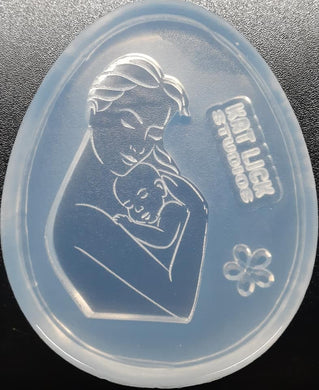 2.5 Cut to Shape and Etched Mom and Baby (2) Mold Made w/Crystal Clear Platinum Silicone