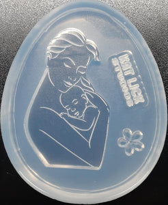 2.5 Cut to Shape and Etched Mom and Baby (2) Mold Made w/Crystal Clear Platinum Silicone