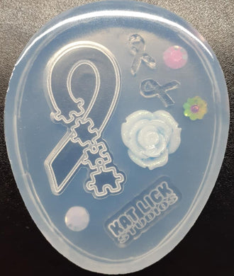 Etched Autism Ribbon Mold Made with Crystal Clear Platinum Silicone