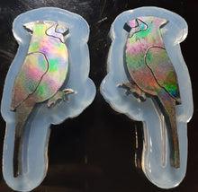 Load image into Gallery viewer, Holographic Molds Etched Cardinals Mirrored Made w/Crystal Clear Platinum Silicone