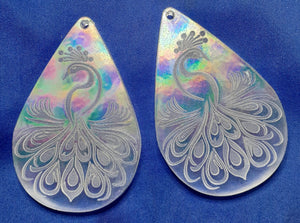 Holographic Mold Made w/Platinum Silicone. Etched Mirrored Peacocks