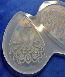 Holographic Mold Made w/Platinum Silicone. Etched Mirrored Peacocks 1/8 inches thick.