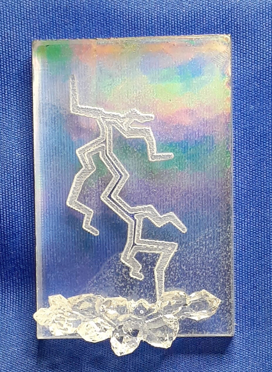 Holographic Mold Lightning Pendant with Crystals Made w/Platinum Silicone