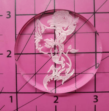 Etched Wolf and Rose Mold 2 1/4 inches Made w/Crystal Clear Platinum Silicone