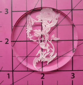 Etched Wolf and Rose Mold 2 1/4 inches Made w/Crystal Clear Platinum Silicone