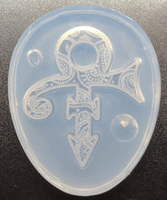 Load image into Gallery viewer, 2.5&quot; tall x 2&quot; wide Cut to Shape w/Circle Cutout &amp; Etched Paisley Prince Symbol Mold