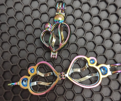 Love Heart Mom Baby Cage Pendant will hold two 8mm beads (Please read description)