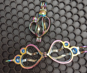 Love Heart Mom Baby Cage Pendant will hold two 8mm beads (Please read description)