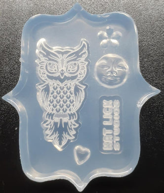 Etched Happy Owl Mold Made with Crystal Clear Platinum Silicone