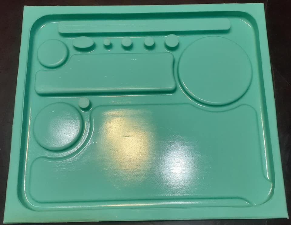 Custom Rolling Tray Mold Made w/Mold Star 15 slow Platinum Silicone (blue/green)