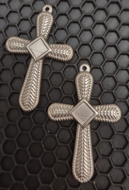Stainless Steel Metal Rounded Cross Pendant-Rhinestone/Cabochon Settings/Resin